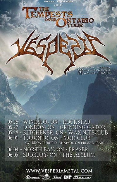 VESPERIA announce ‘The Tempests Over Ontario Tour’ (May/June)