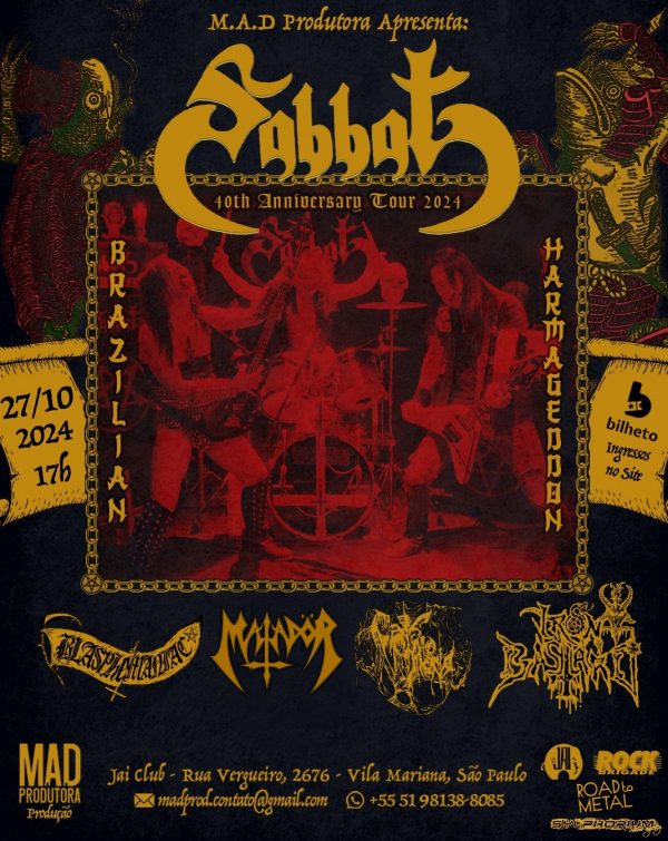 Brazilian Harmageddon 2024 – SABBAT, BLASPEMANIAC, IRON BASTARD, CAOSCULTOMORTE, MATADOR – Jai Club, Sao Paulo, Brazil