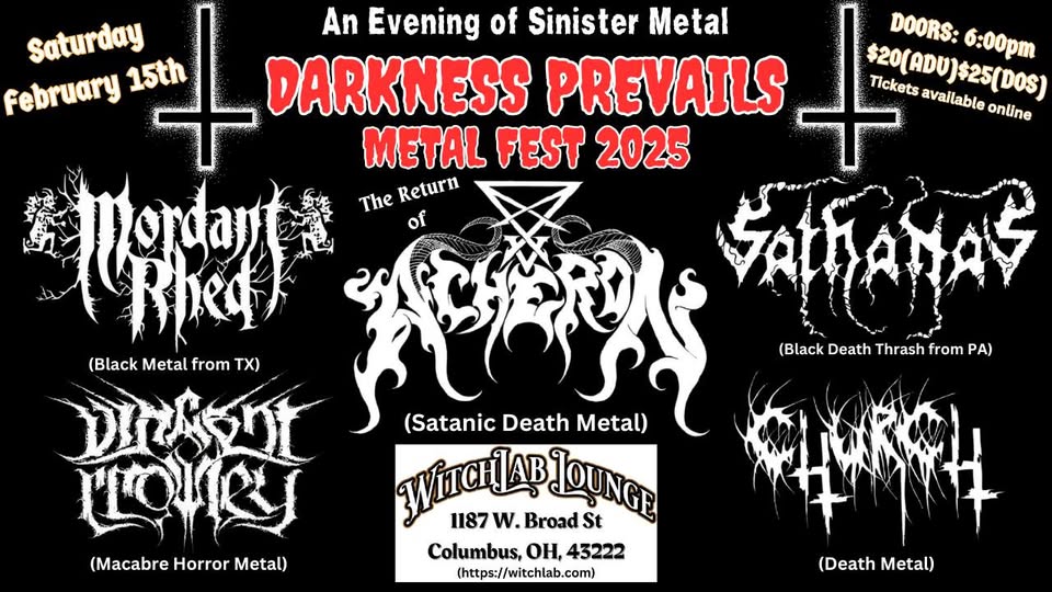 Darkness Prevails Metal Fest 2025 – ACHERON + MORDANT RHED + SATHANAS + VINCENT CROWLEY + CHURCH