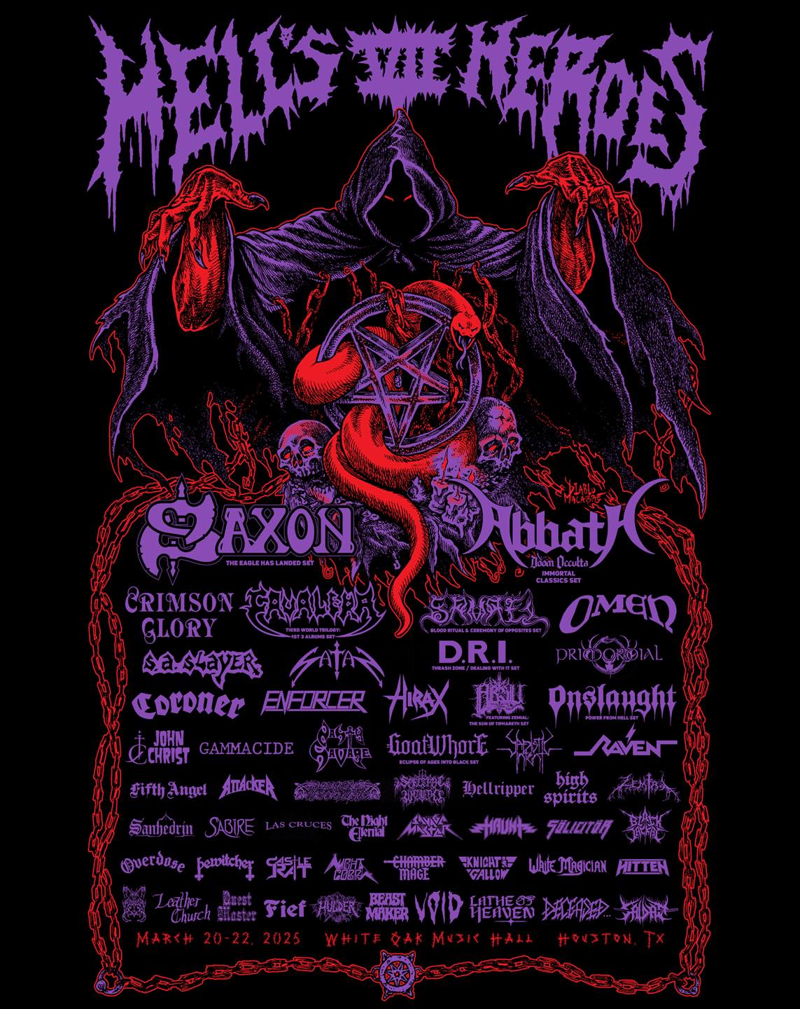 Hell's Heroes VII Festival: March 20 - 22, 2025 - White Oak Music Hall Lawn, Houston, TX